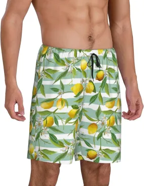 Vosery Mens Pajama Pants - Lemon Comfy Sleep Shorts Mens Pajama Shorts, Mens Lounge Shorts Pj Pants