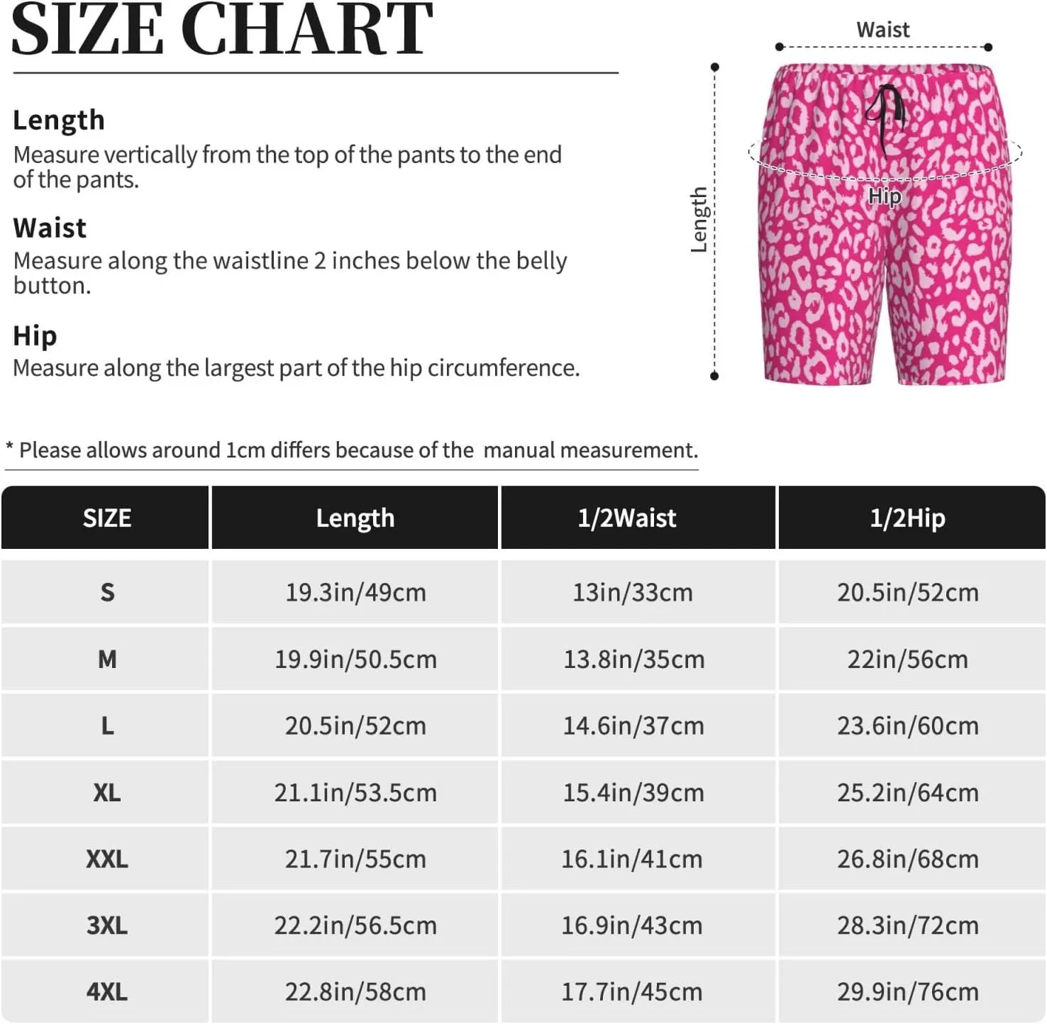 Vosery Mens Pajama Pants - Leopard Pink Comfy Sleep Shorts Mens Pajama Shorts, Mens Lounge Shorts Pj Pants