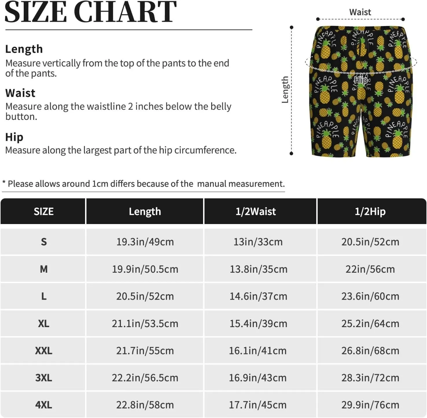 Vosery Mens Pajama Pants - Pineapple Comfy Sleep Shorts Mens Pajama Shorts, Mens Lounge Shorts Pj Pants