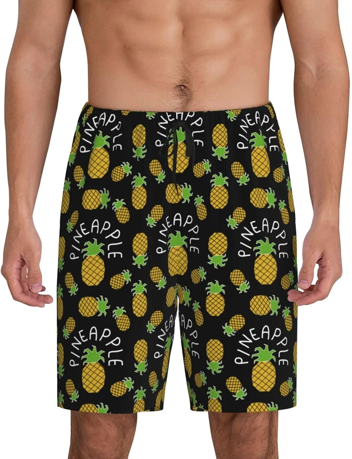 Vosery Mens Pajama Pants - Pineapple Comfy Sleep Shorts Mens Pajama Shorts, Mens Lounge Shorts Pj Pants
