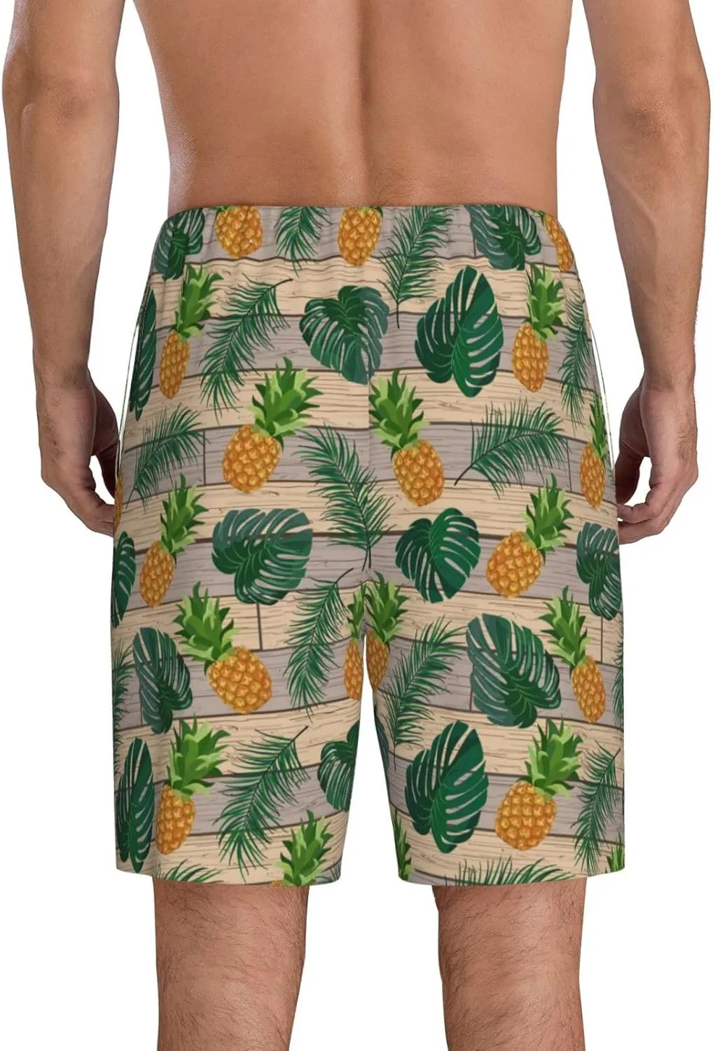 Vosery Mens Pajama Pants - Pineapples Palm Leaves Comfy Sleep Shorts Mens Pajama Shorts, Mens Lounge Shorts Pj Pants