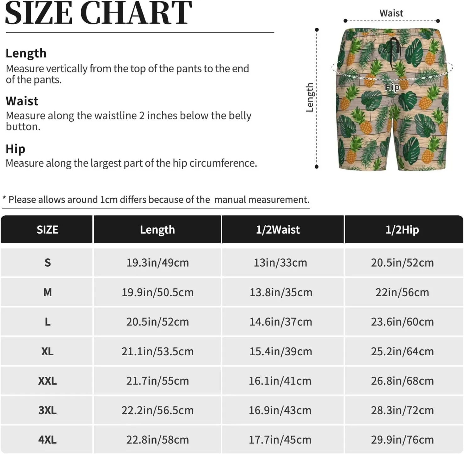 Vosery Mens Pajama Pants - Pineapples Palm Leaves Comfy Sleep Shorts Mens Pajama Shorts, Mens Lounge Shorts Pj Pants