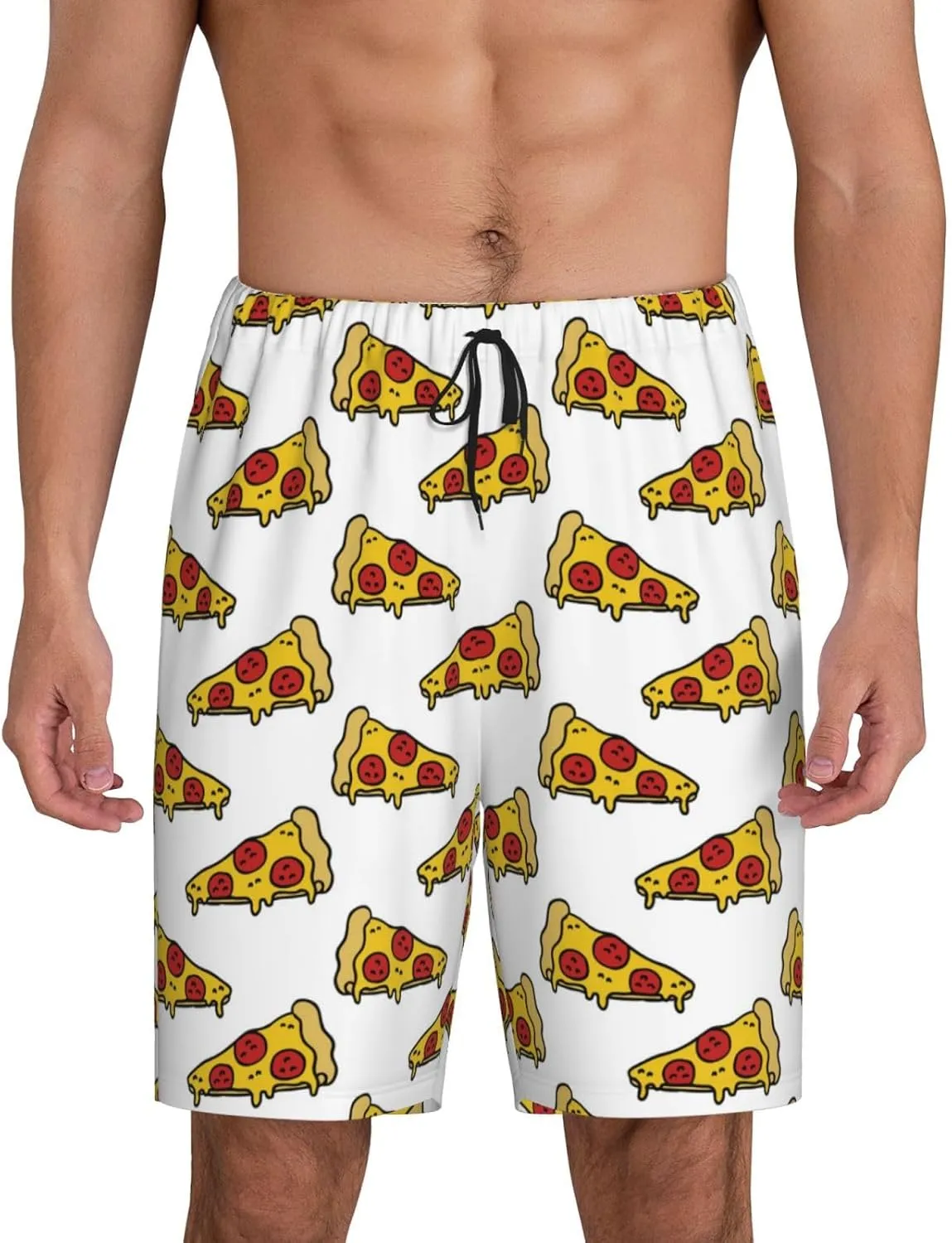 Vosery Mens Pajama Pants - Pizza Comfy Sleep Shorts Mens Pajama Shorts, Mens Lounge Shorts Pj Pants