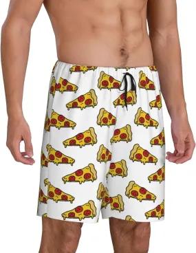 Vosery Mens Pajama Pants - Pizza Comfy Sleep Shorts Mens Pajama Shorts, Mens Lounge Shorts Pj Pants
