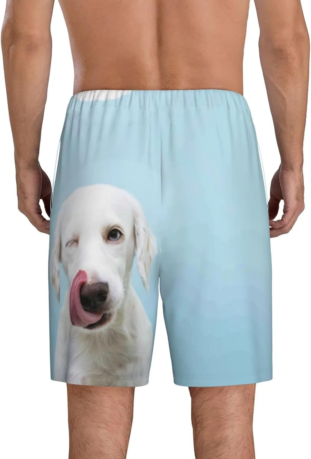VOSERY mens pajama pants - Puppy Licks Nose Comfy Sleep Shorts Mens Pajama shorts, mens lounge shorts pj pants