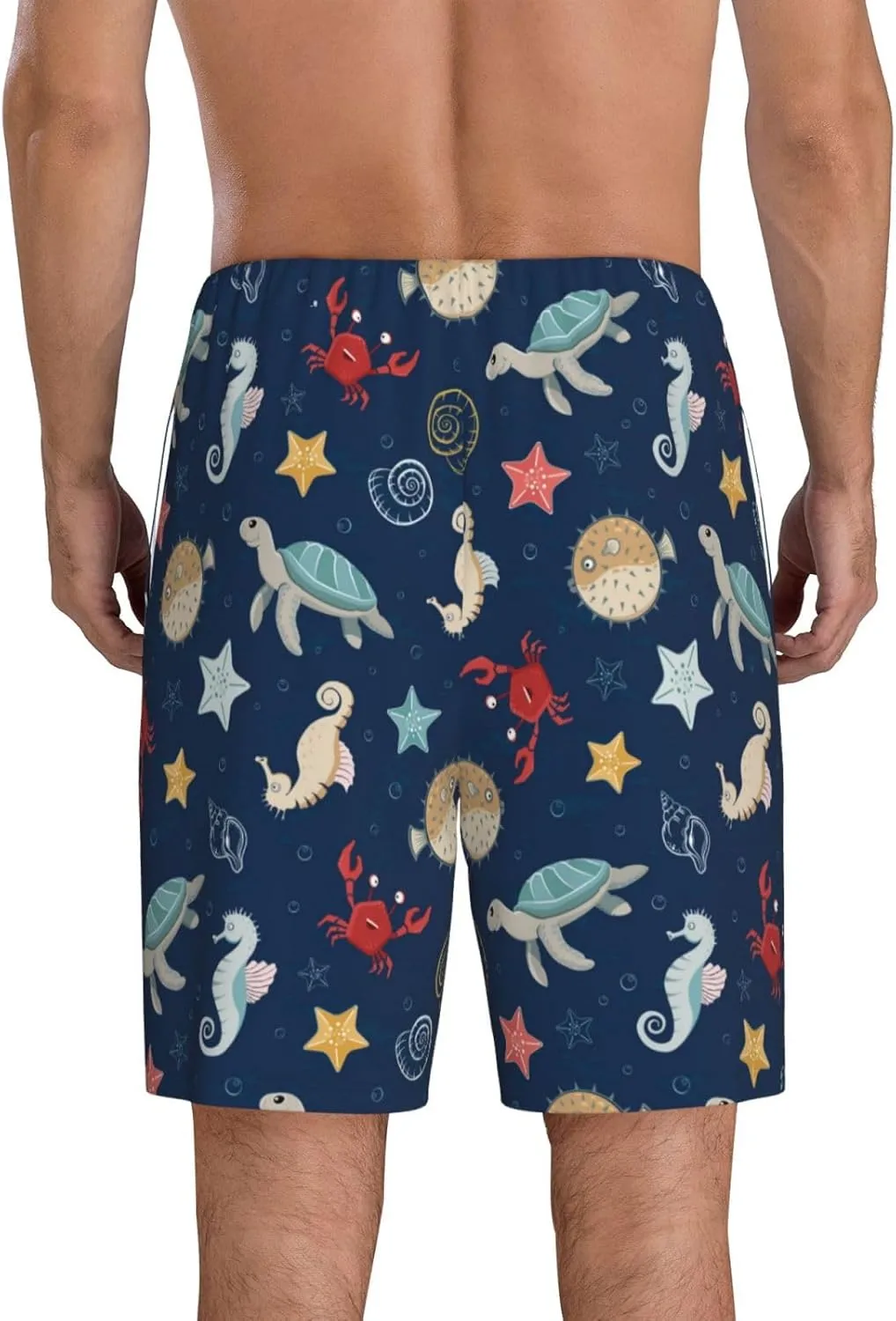Vosery Mens Pajama Pants - Sea Creatures Comfy Sleep Shorts Mens Pajama Shorts, Mens Lounge Shorts Pj Pants
