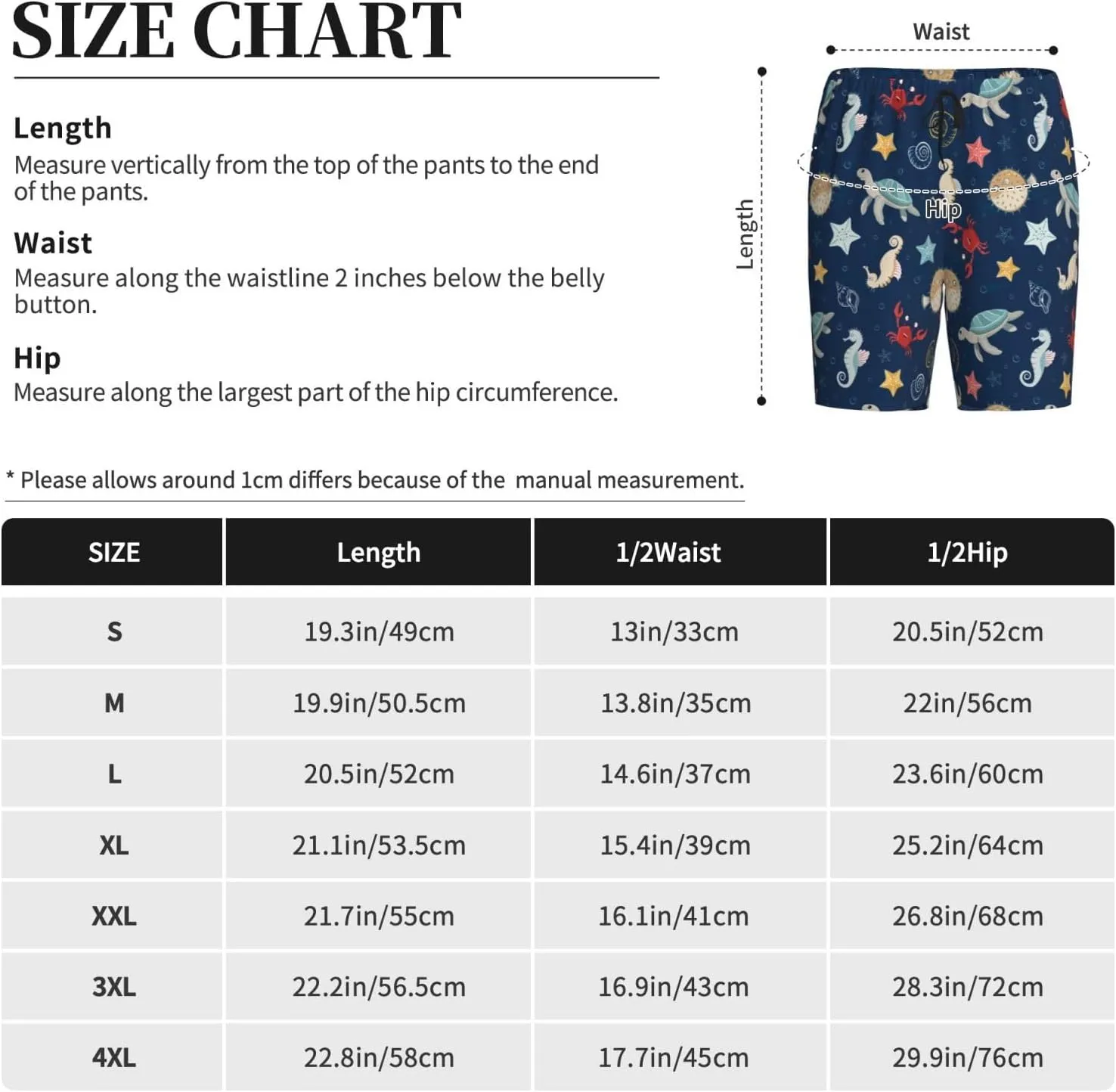 Vosery Mens Pajama Pants - Sea Creatures Comfy Sleep Shorts Mens Pajama Shorts, Mens Lounge Shorts Pj Pants
