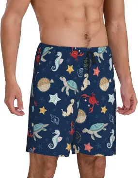Vosery Mens Pajama Pants - Sea Creatures Comfy Sleep Shorts Mens Pajama Shorts, Mens Lounge Shorts Pj Pants