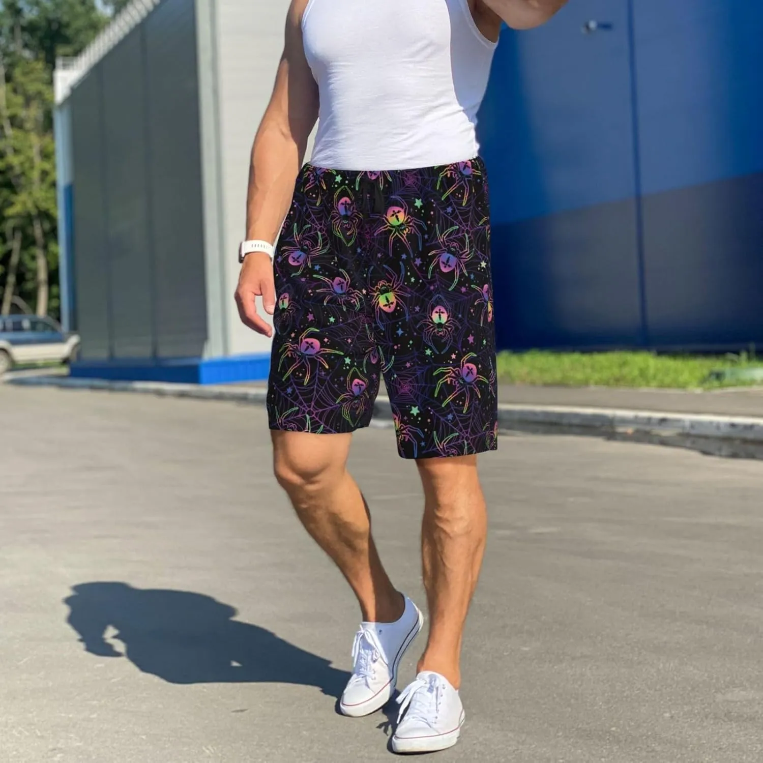Vosery Mens Pajama Pants - Spider Comfy Sleep Shorts Mens Pajama Shorts, Mens Lounge Shorts Pj Pants