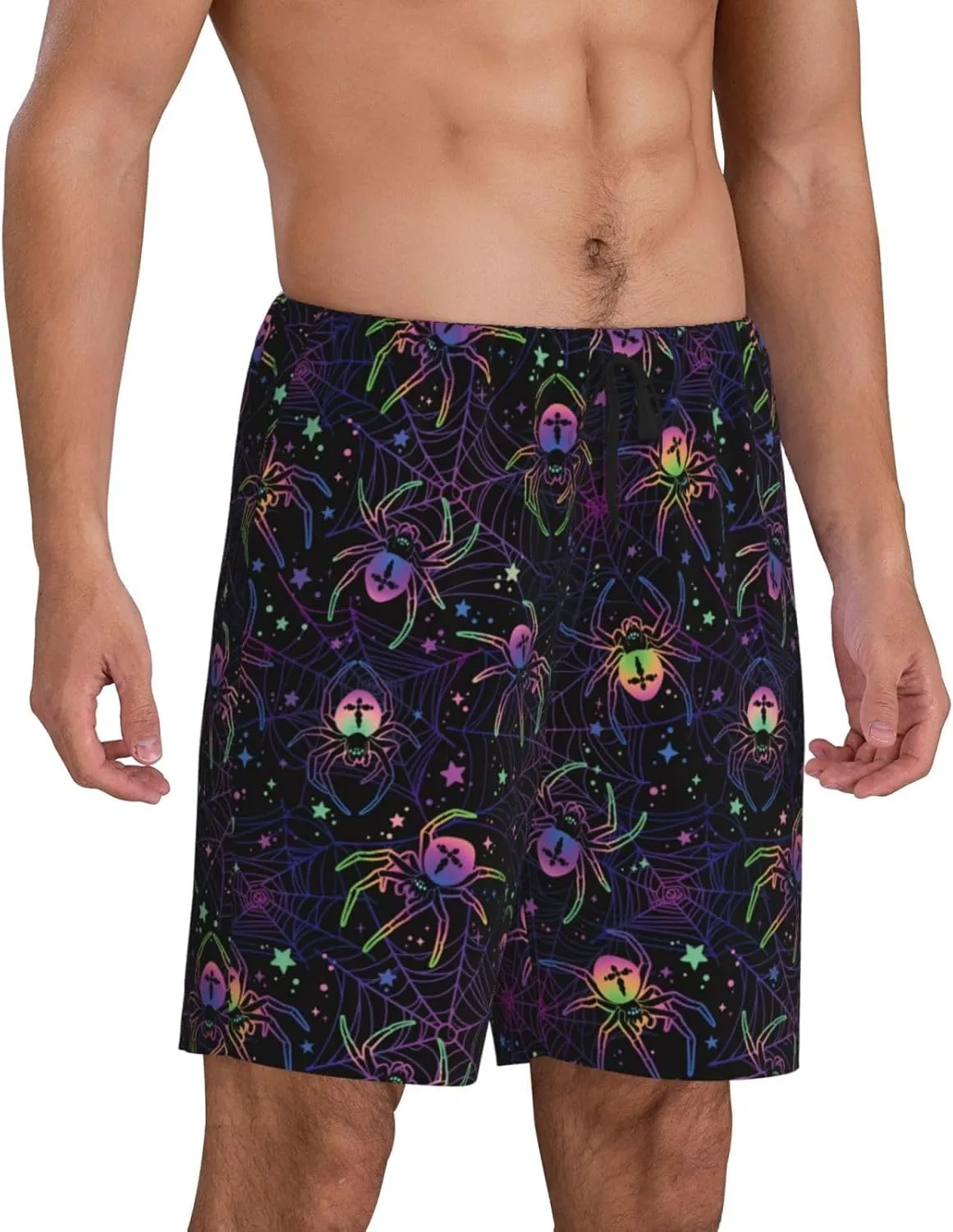 Vosery Mens Pajama Pants - Spider Comfy Sleep Shorts Mens Pajama Shorts, Mens Lounge Shorts Pj Pants