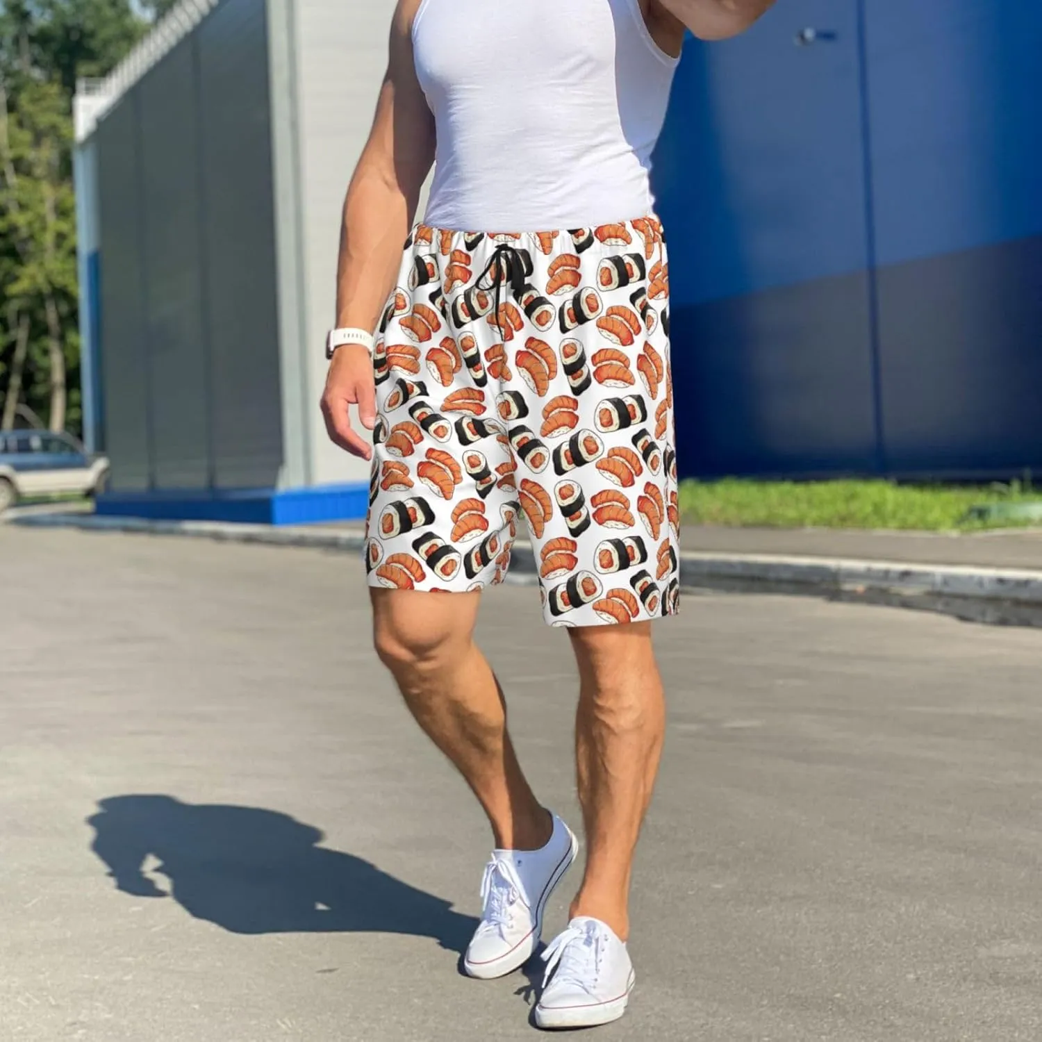 Vosery Mens Pajama Pants - Sushi Roll Comfy Sleep Shorts Mens Pajama Shorts, Mens Lounge Shorts Pj Pants