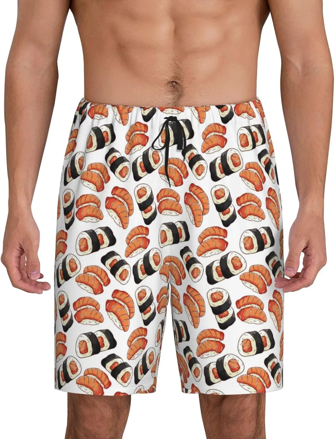 Vosery Mens Pajama Pants - Sushi Roll Comfy Sleep Shorts Mens Pajama Shorts, Mens Lounge Shorts Pj Pants