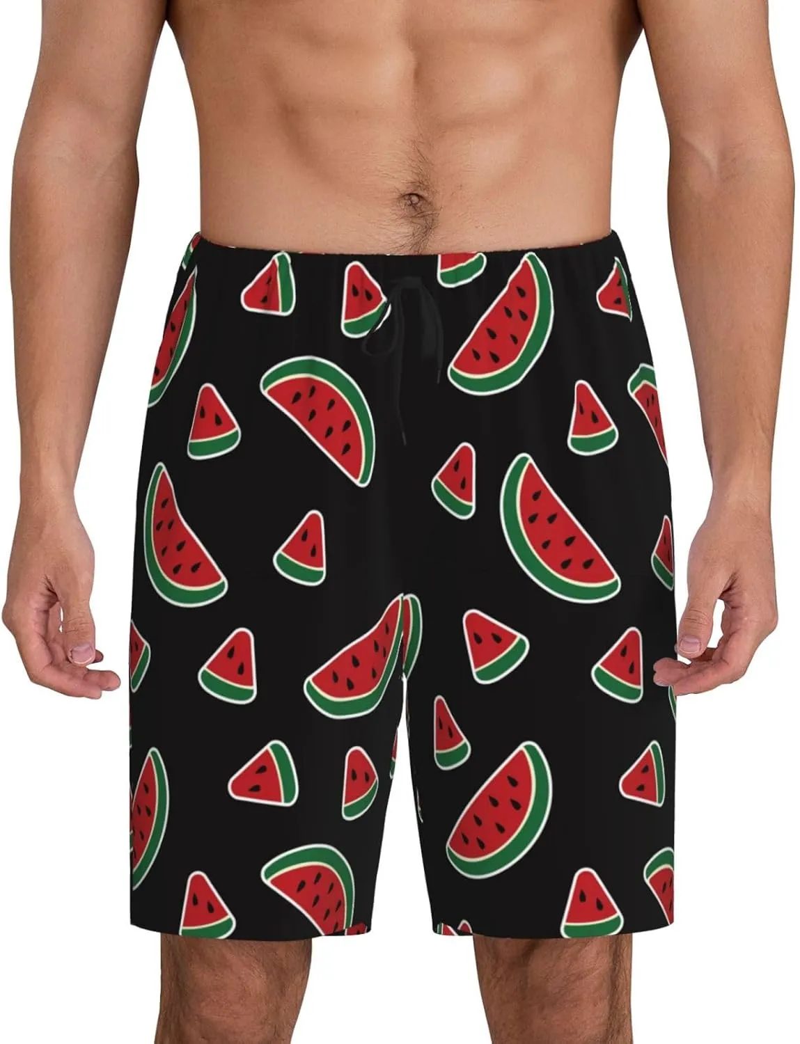 Vosery Mens Pajama Pants - Watermelon Print Comfy Sleep Shorts Mens Pajama Shorts, Mens Lounge Shorts Pj Pants