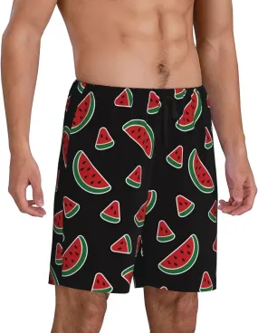 Vosery Mens Pajama Pants - Watermelon Print Comfy Sleep Shorts Mens Pajama Shorts, Mens Lounge Shorts Pj Pants