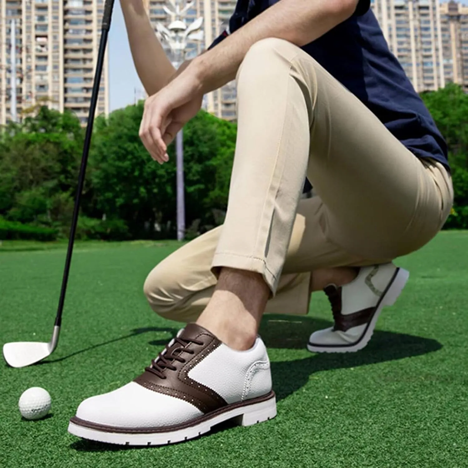 Waterproof Golf Shoes Mens Casual Spiked Training