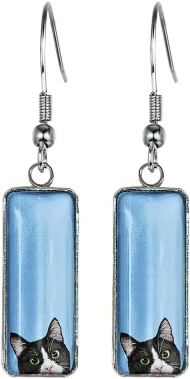 WIRESTER 1 Pair Glass Rectangle Earrings Drop Dangle Earrings Fashion Jewelry Accessories For Women