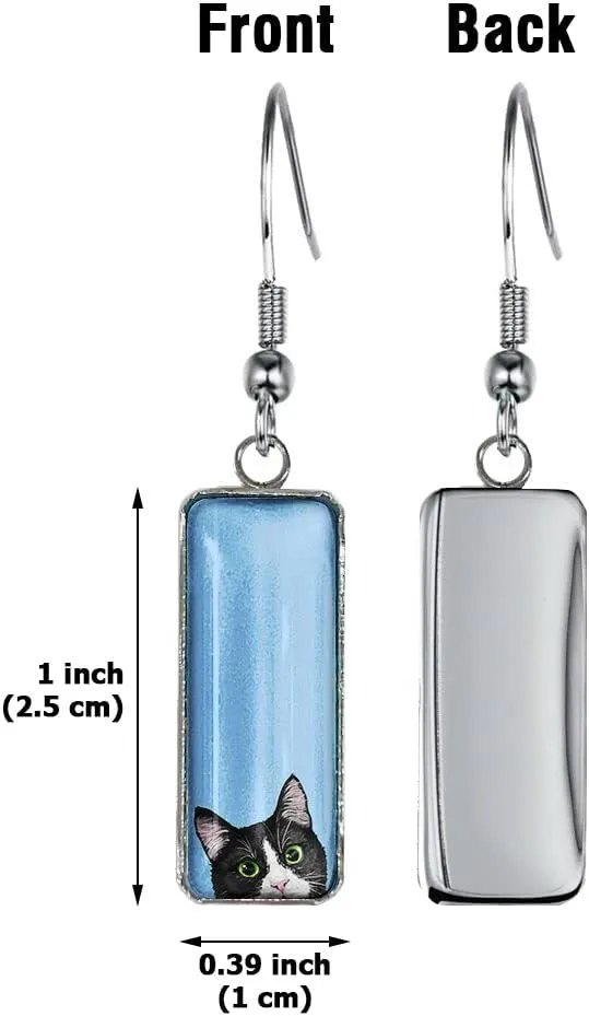 WIRESTER 1 Pair Glass Rectangle Earrings Drop Dangle Earrings Fashion Jewelry Accessories For Women