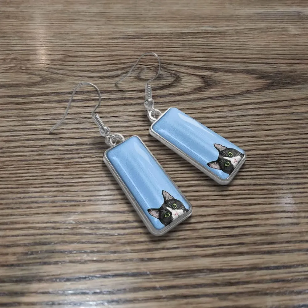 WIRESTER 1 Pair Glass Rectangle Earrings Drop Dangle Earrings Fashion Jewelry Accessories For Women