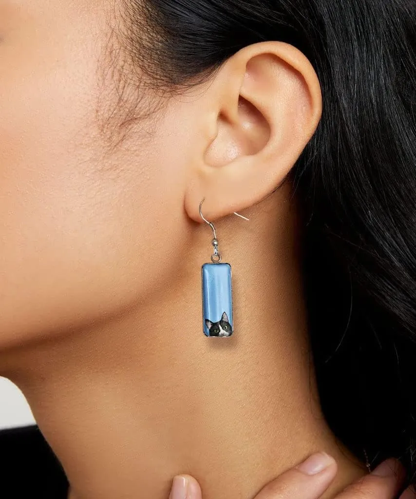 WIRESTER 1 Pair Glass Rectangle Earrings Drop Dangle Earrings Fashion Jewelry Accessories For Women