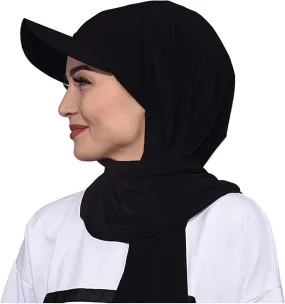 Women Muslim Hijab 2 in 1 Basketball Cap and Scarf Set Islamic Head Scarf Wrap Soft Head Wrap Cap for Outdoor