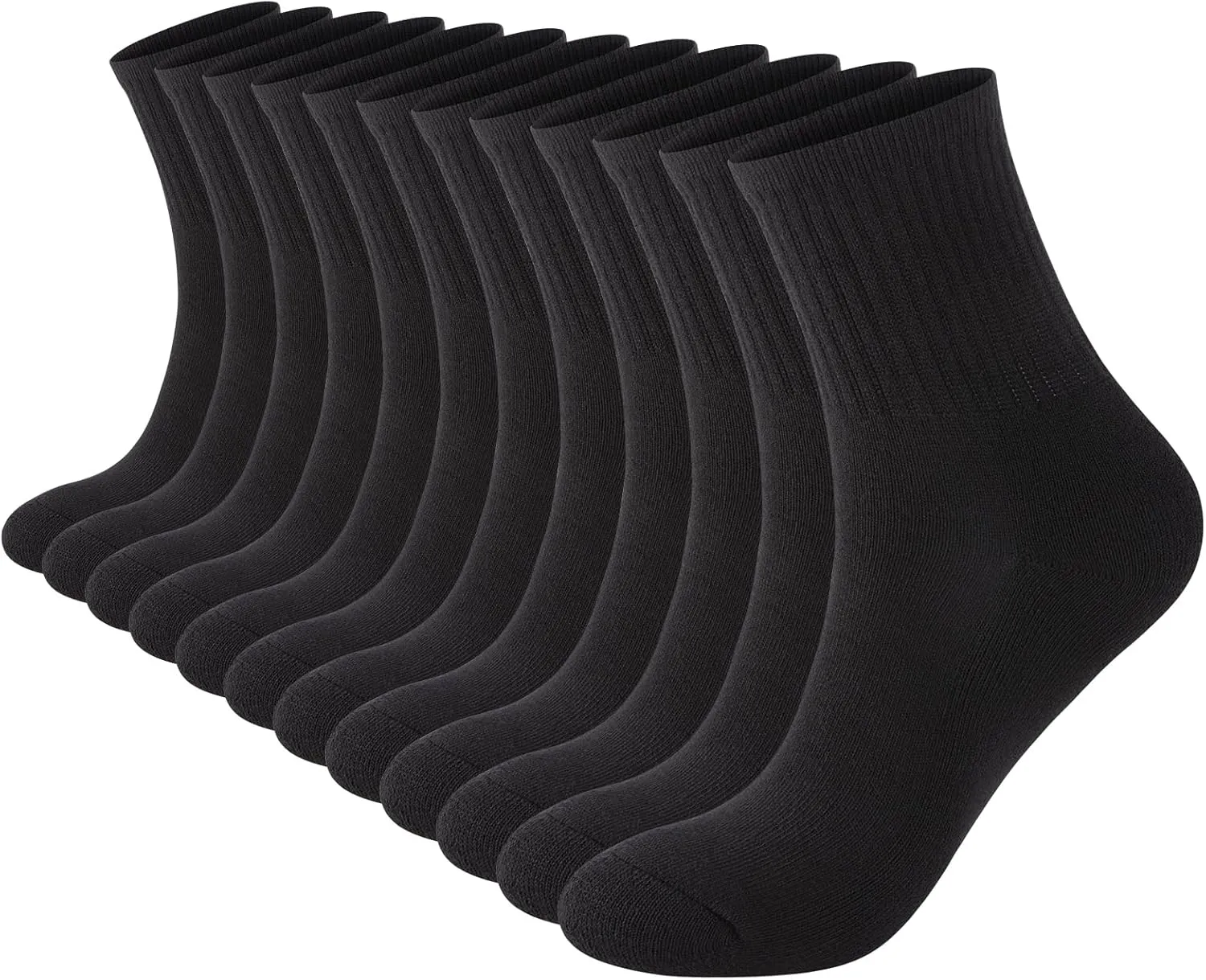 Womens 100% Cotton Cushioned Ankle Socks, Athletic Quarter Mini Crew Socks.