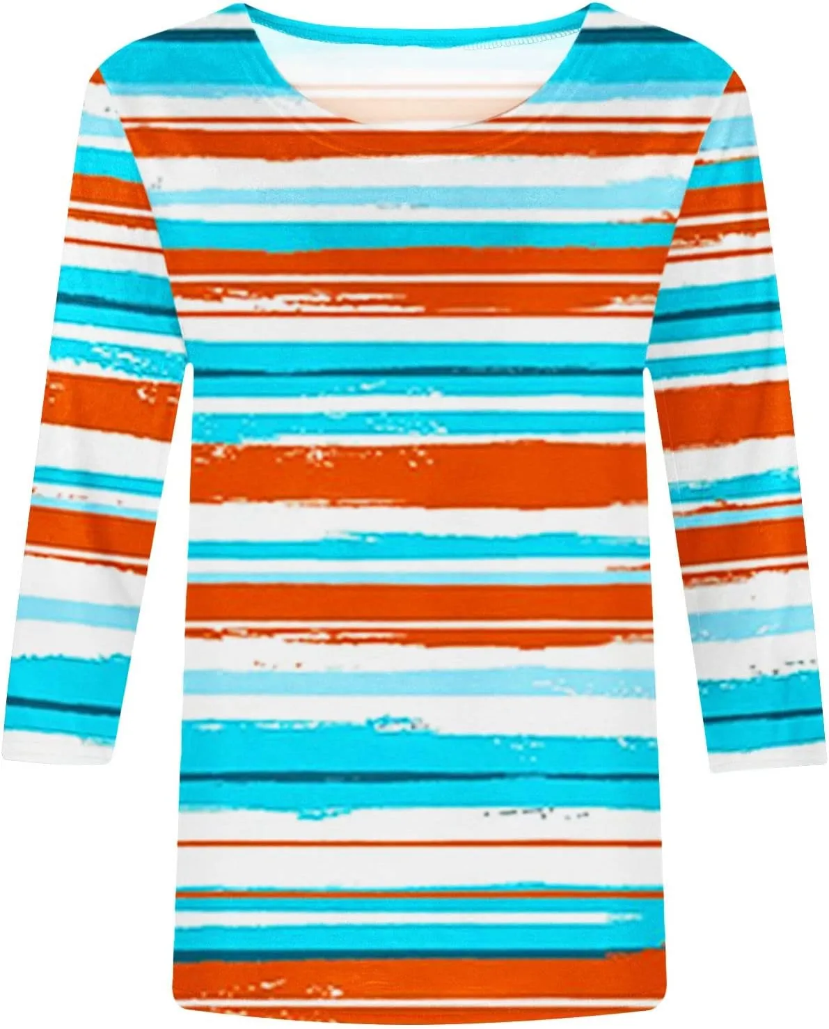 Womens 3/4 Length Sleeve Tee Shirts 2024 Summer Floral Print V Neck Womens Button Up Blouses Casual Pullover