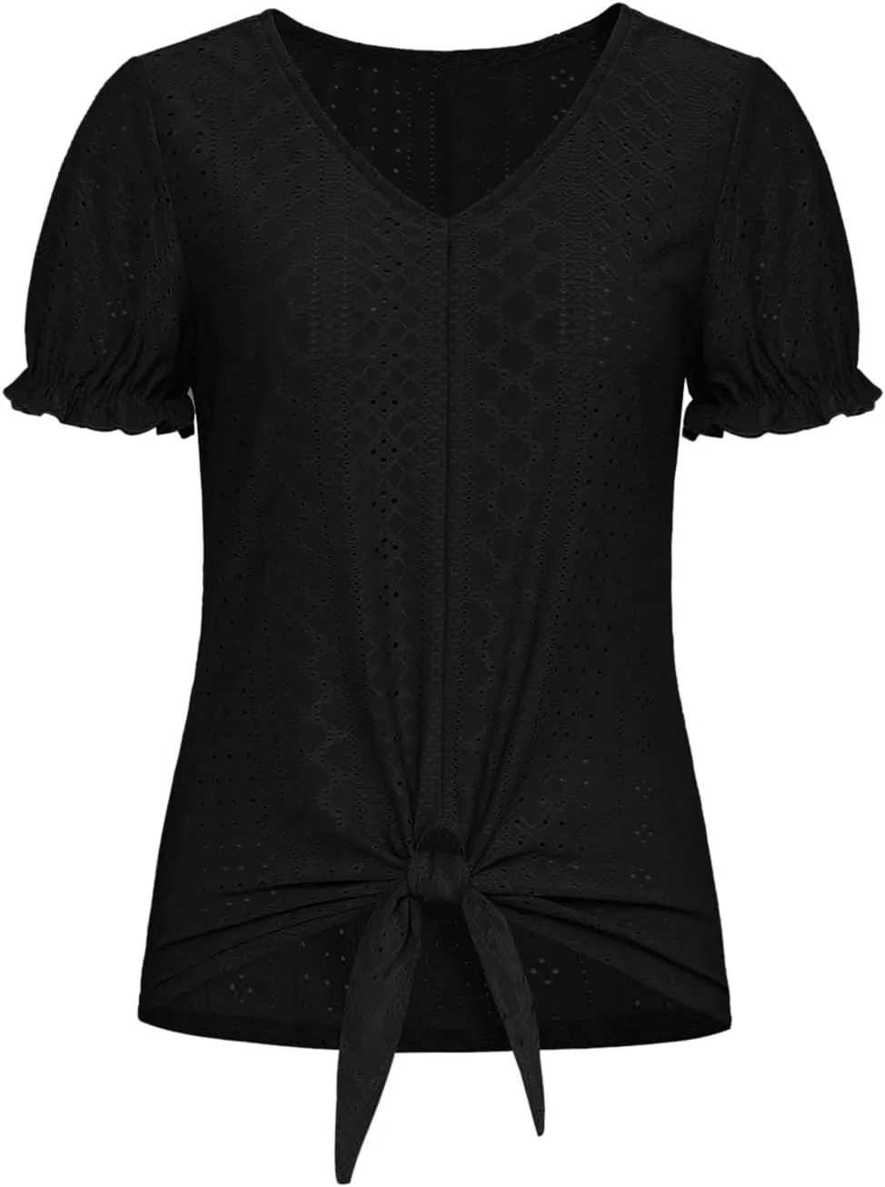 Womens 3/4 Pleated Short Sleeve Top Shirt Comfy Crewneck Lightweight Tunics Loose Fit Blouses Basic Cozy Tees for Ladies