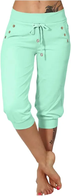 Womens Biker Shorts Waisted Shorts Daisy Fashion Print Pocket Wide Leg Button Loose Pants Womens Biker Shorts Blue