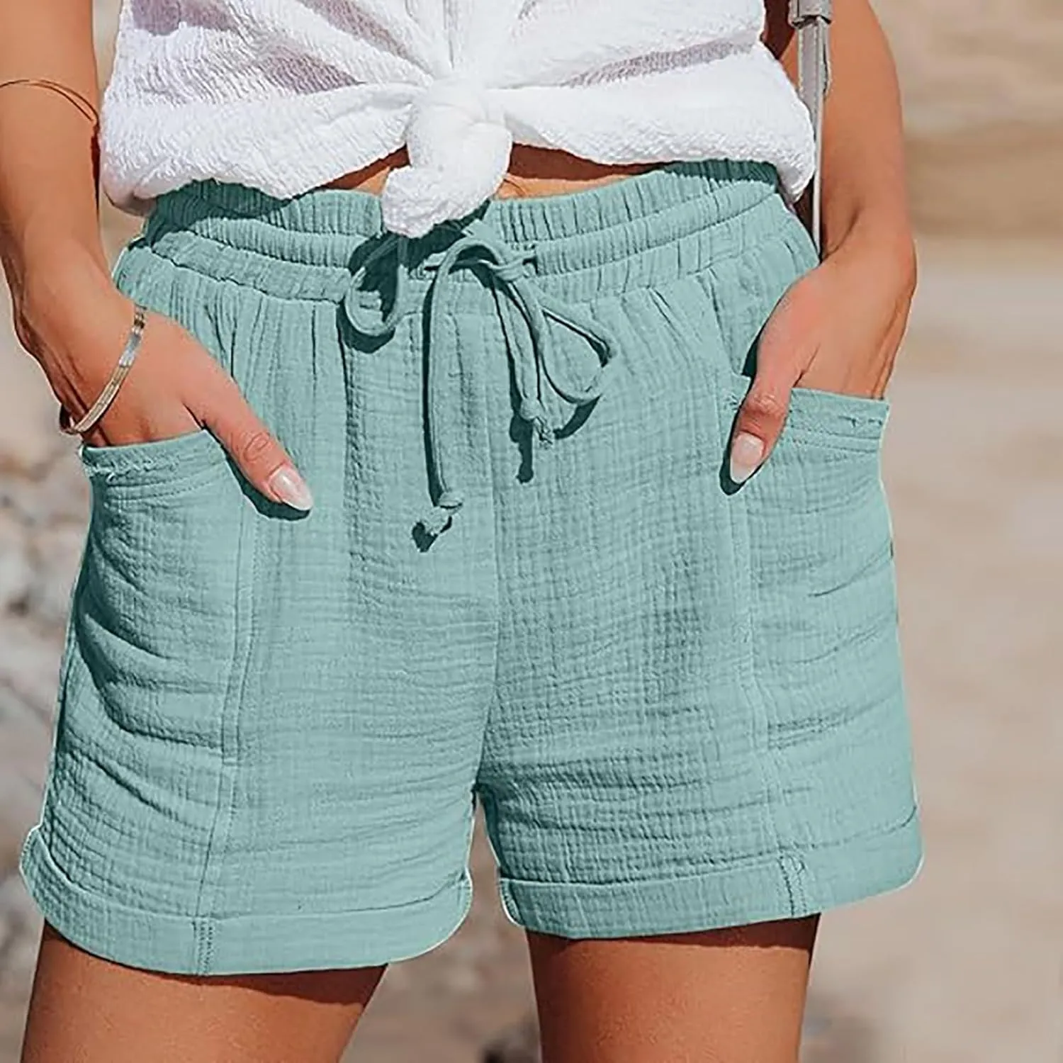 Womens Casual Shorts High Waist Pants Straight Leg Sports Casual Loose Shorts Womens Bicycling Shorts 2025
