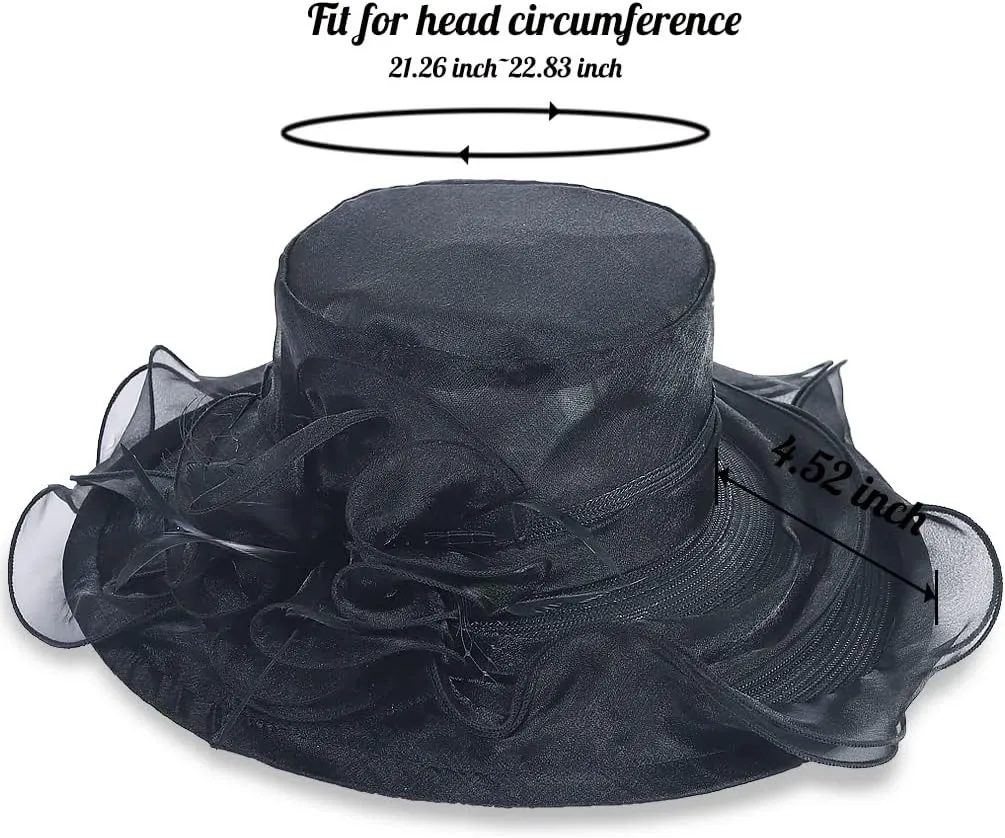 Womens Church Kentucky Derby Hat Wide Brim Tea Party Wedding Cap