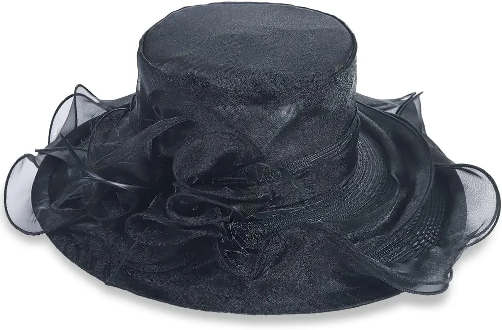 Womens Church Kentucky Derby Hat Wide Brim Tea Party Wedding Cap