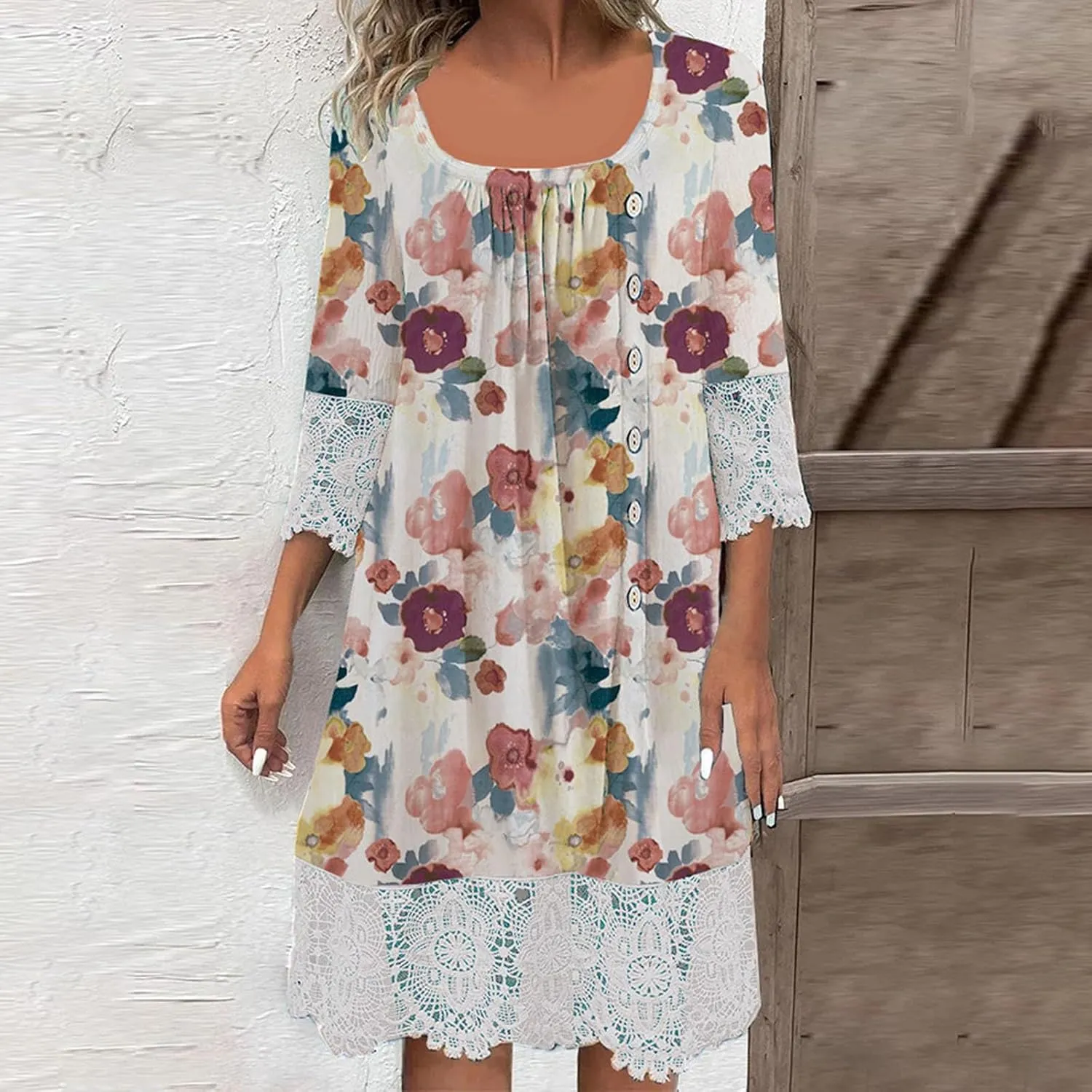 Womens Colorful Boho Floral Maxi Dress Casual Loose Summer Beach Vacation Flowy Dresses