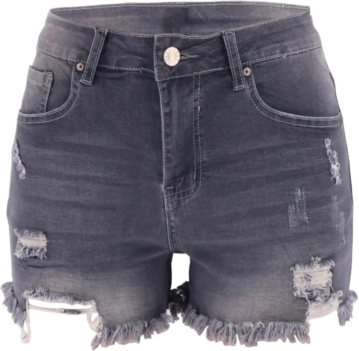 Womens Denim Shorts Mid Rise Ripped Jean Shorts Summer Stretchy Jean Shorts Distressed Rolled Hem Jeans Shorts