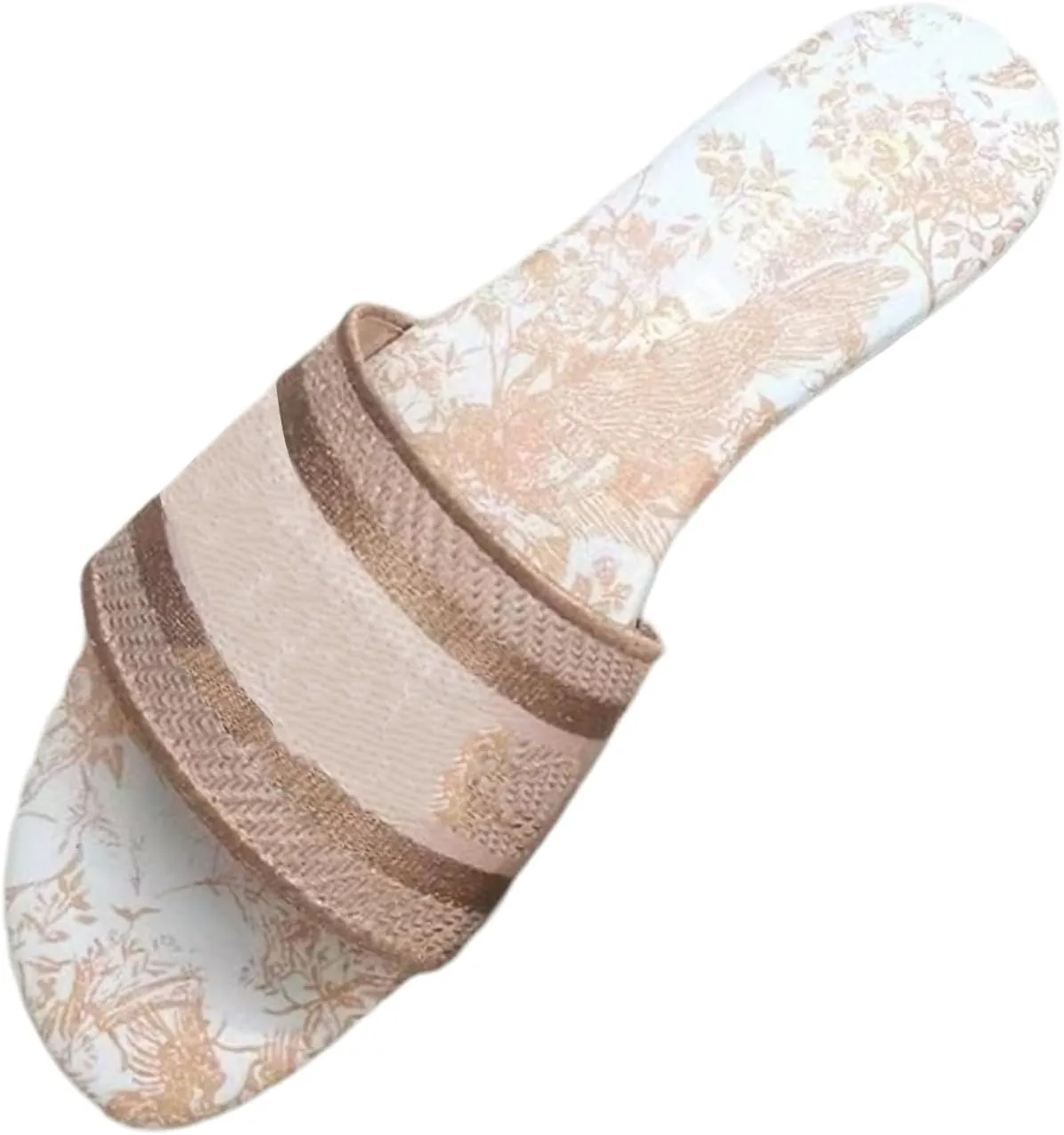 Womens Embroidered Flat Sandals for Womens Summer Dressy Slippers Non Slip comfortable Beach Sandals Cute Round Open Toe Beach shoes