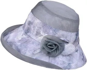 Womens Flower Sun Hats Breathable Bucket Hats Elegant Ladies Fishing Hats Floppy Wide Brim Hat Sun Cap Summer Spring