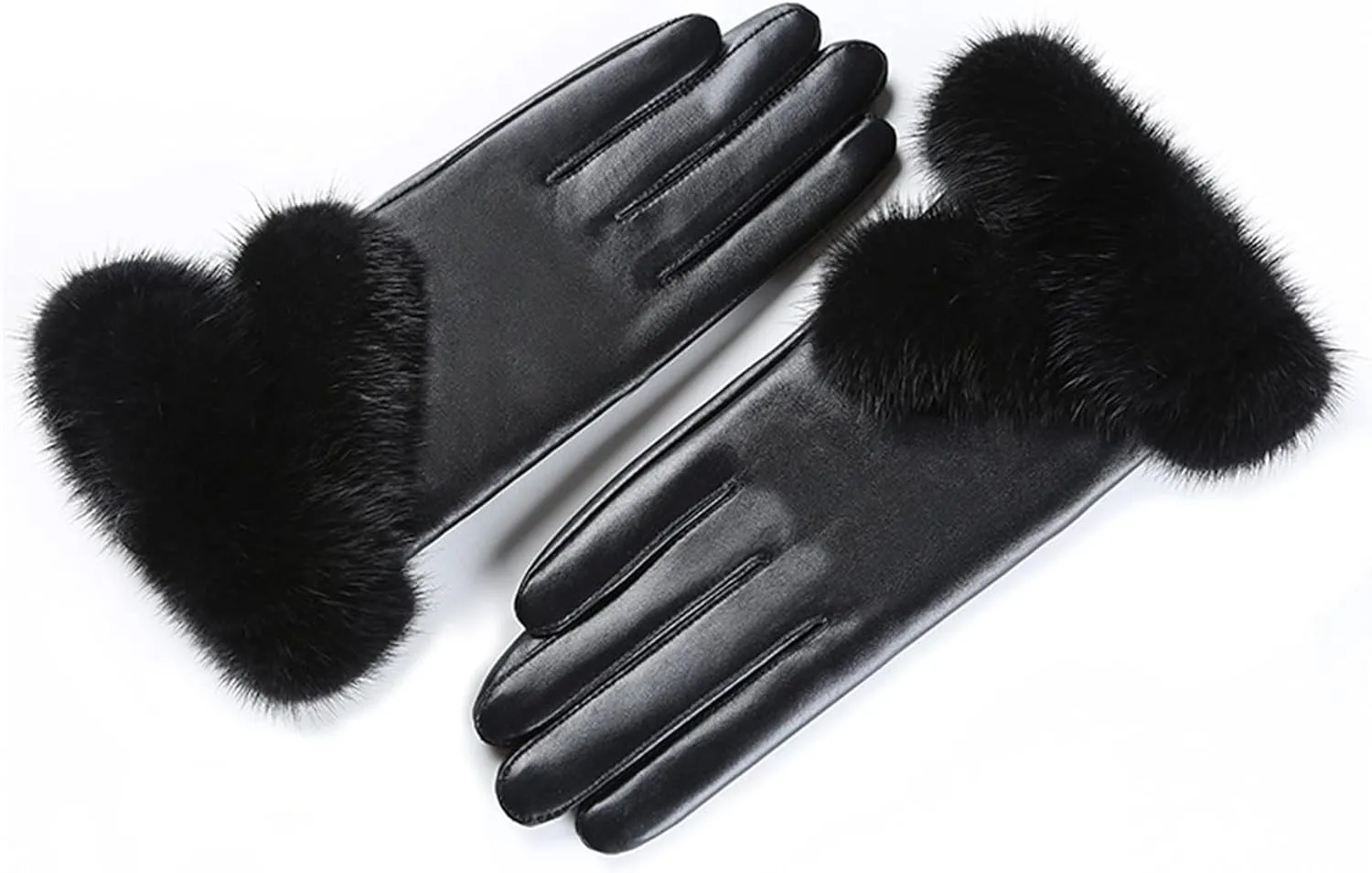 Womens Gloves Leather Gloves Touch Screen Gloves Windproof and Warm Driving Gloves for Cold Weather(Black,Medium)