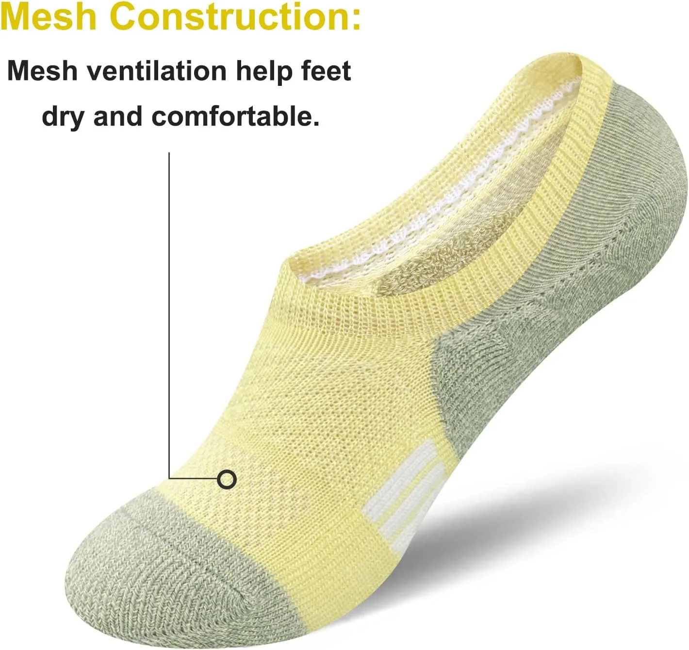 Womens No Show Comfort Cushioned Anti-blister Moisture Wicking Athletic Running Socks 5 Pairs