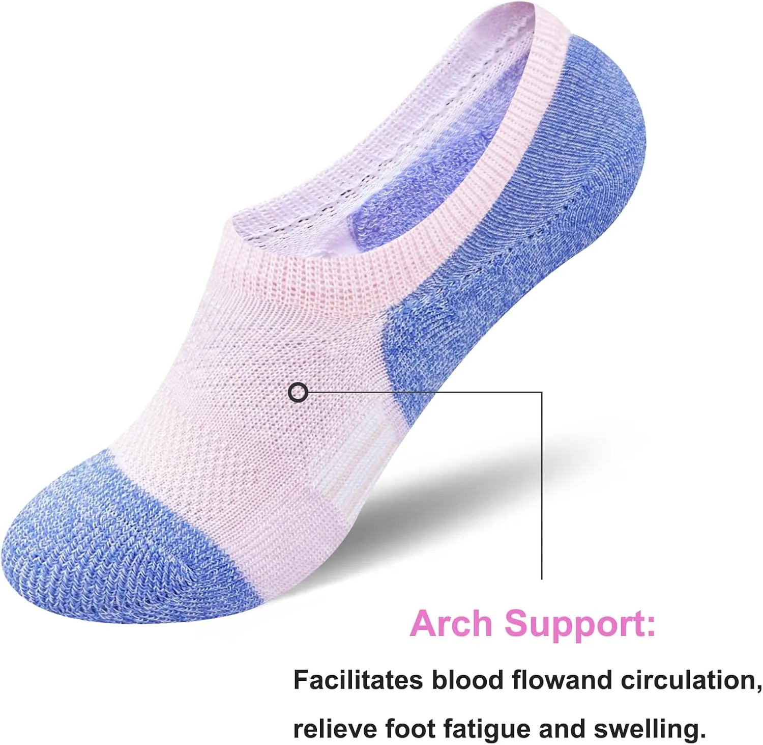 Womens No Show Comfort Cushioned Anti-blister Moisture Wicking Athletic Running Socks 5 Pairs