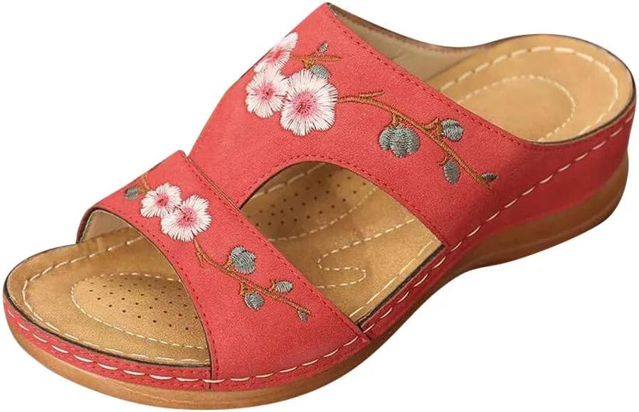WomenS Orthopedic Sandals Orthotic Women Wedge Heel Sandals Shose Woman Sandals Orthopedic Summer House Slippers for Women Arch Support Linen Indoor Shoes Womens Shoes Orthopedic Support Dressy