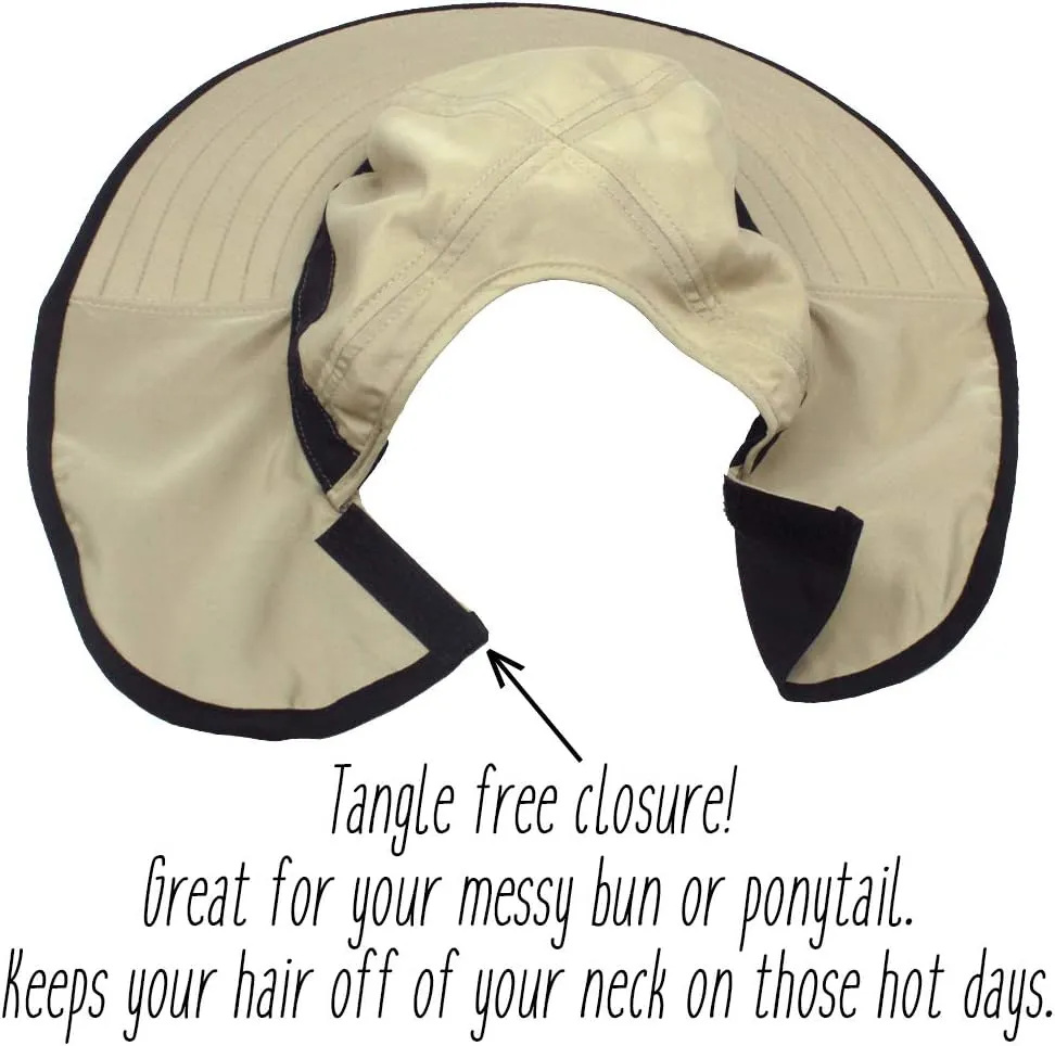 Womens Outdoor Ponytail Drawstring Bucket Hat with Full Back Opening