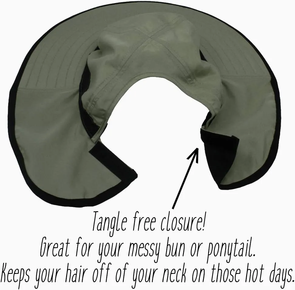 Womens Outdoor Ponytail Drawstring Bucket Hat with Full Back Opening