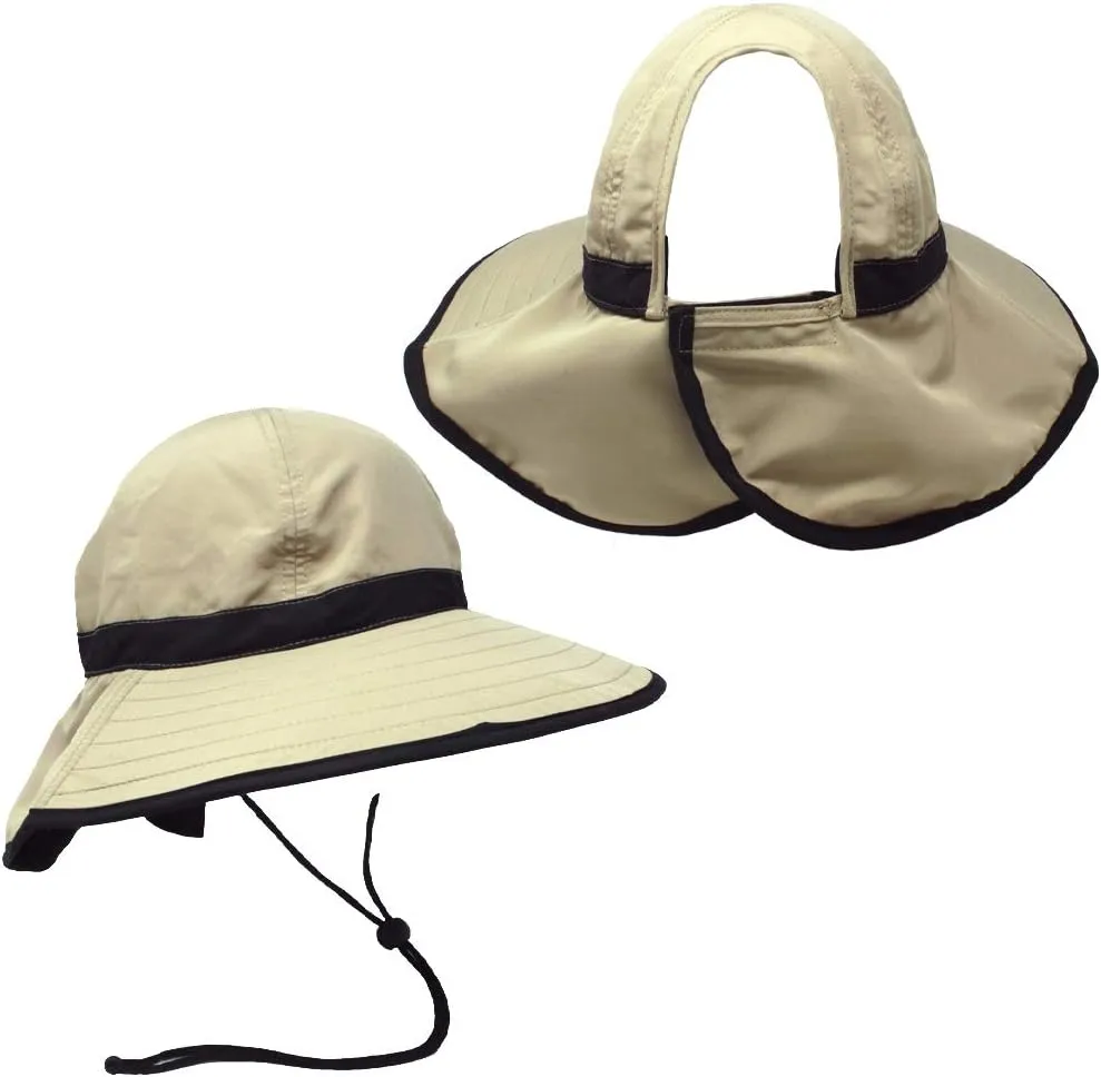 Womens Outdoor Ponytail Drawstring Bucket Hat with Full Back Opening