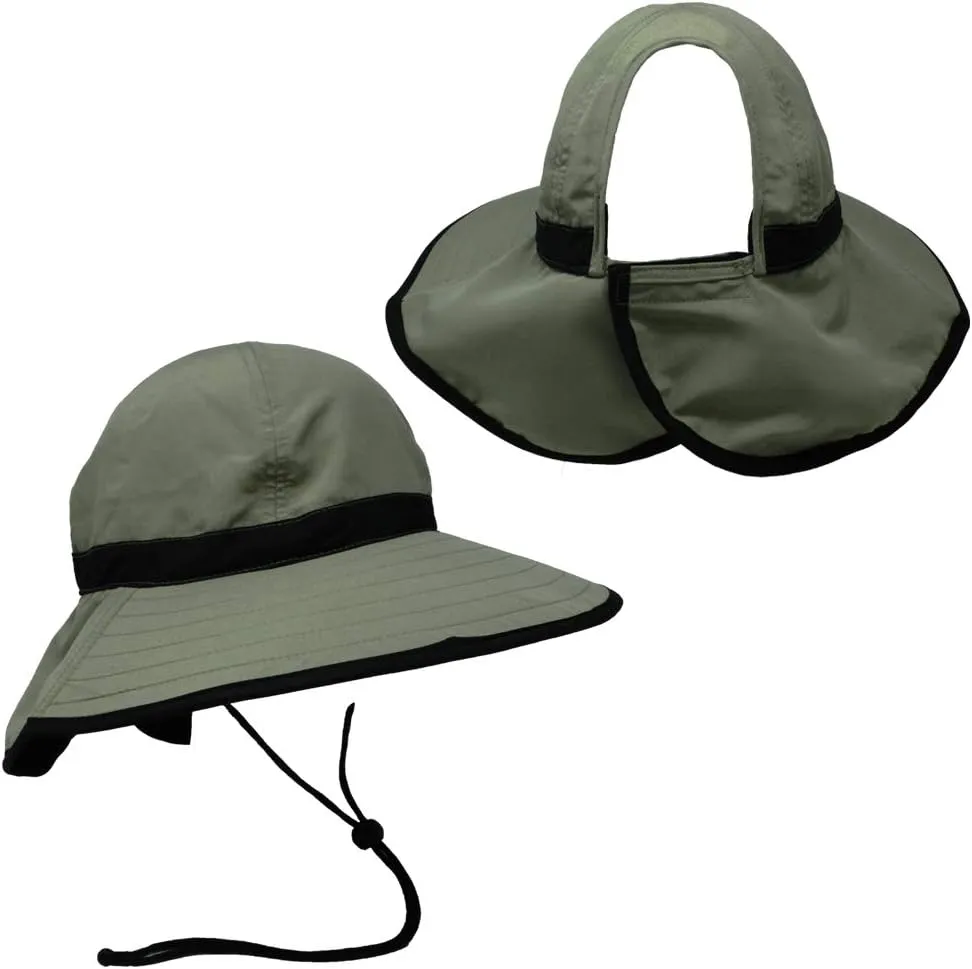 Womens Outdoor Ponytail Drawstring Bucket Hat with Full Back Opening