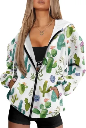 Womens Oversized Hoodies Zip Up Loose Sports Sweatshirt Coat with Pocket Lightweight Plus Size Hoodies Jackets
