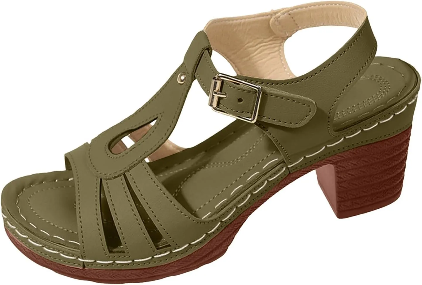 Womens Platform Espadrilles Wedge Sandals,Classic Women's Thick Heel High Heel Hollow Fish Mouth Casual Outer Non Slip Shoes Womens Summer Fashion Leather Sandals with Adjustable Ankle Strap