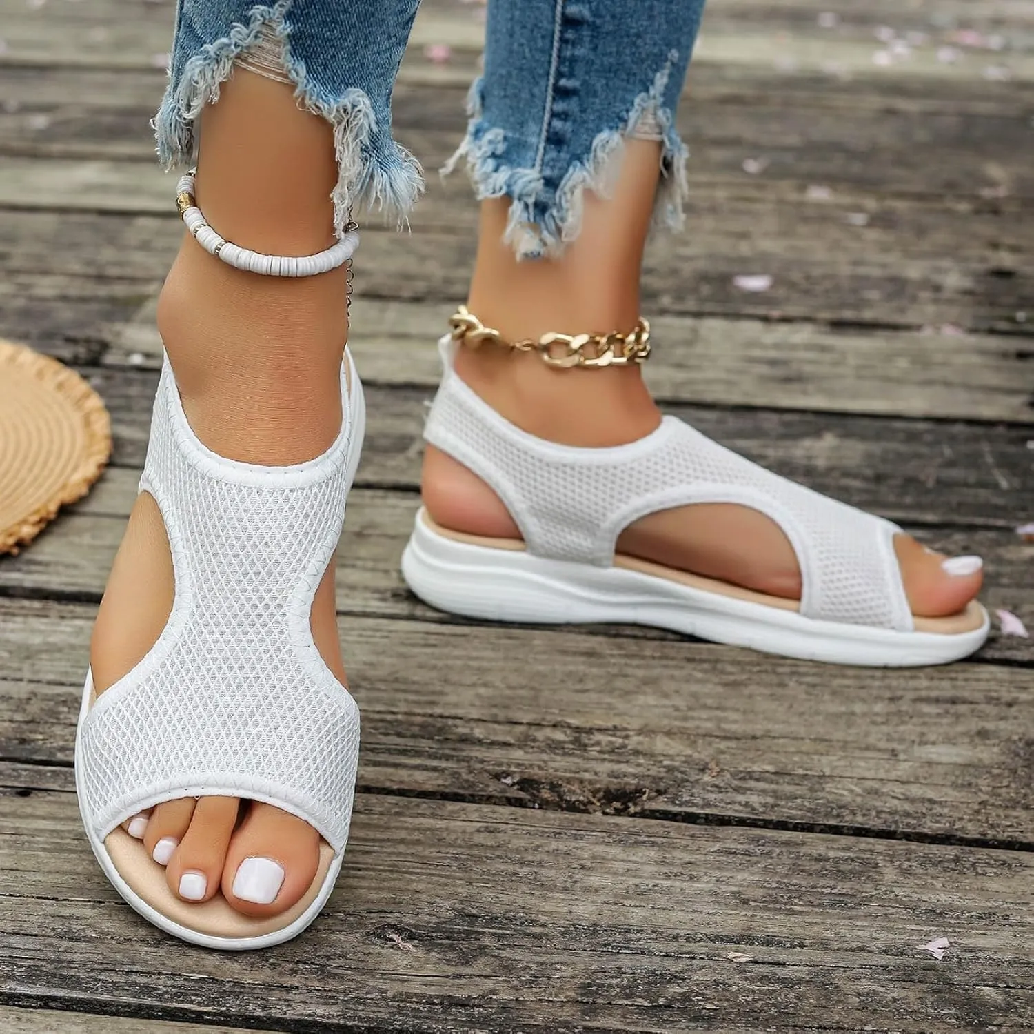 Womens Platform Sandals Leather Platform Sandals Summer Low Wedges Womens Comfortable Open Toe Sandal