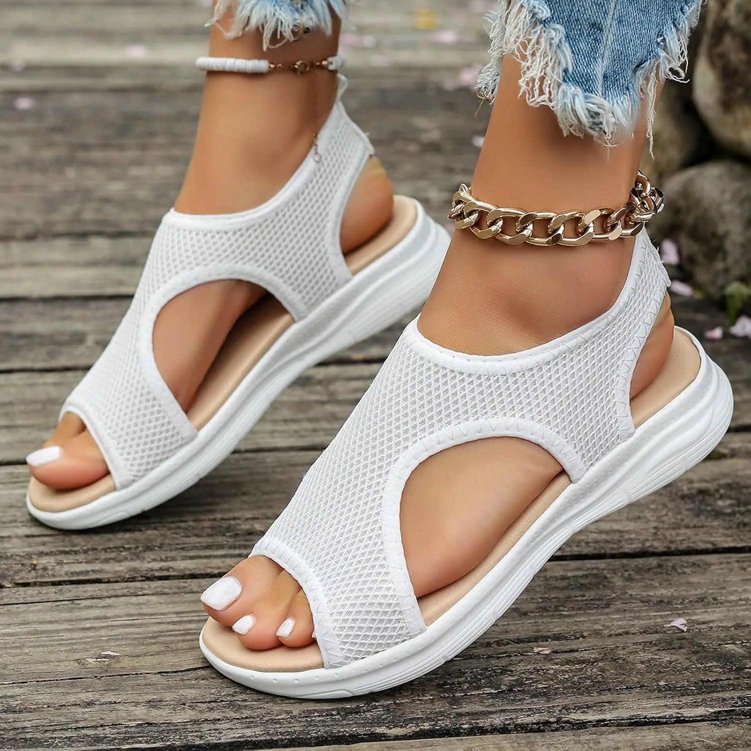 Womens Platform Sandals Leather Platform Sandals Summer Low Wedges Womens Comfortable Open Toe Sandal