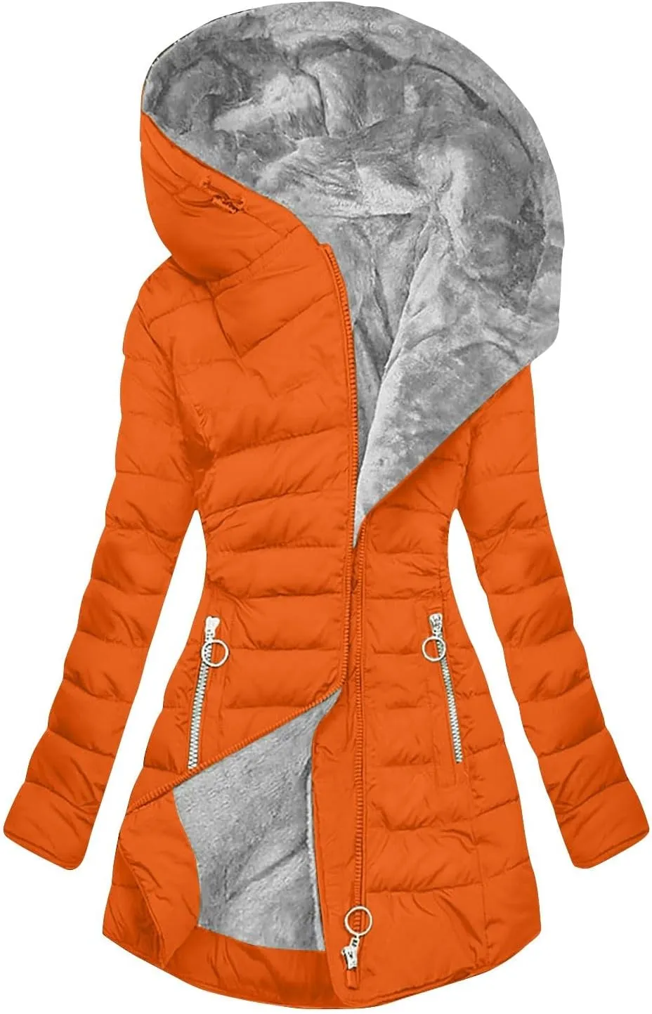 Womens Puffer Parka Jacket Coat Lapel Collar Long Sleeve Jacket Vintage Thicken Coat Jacket Womens Lightweight Down