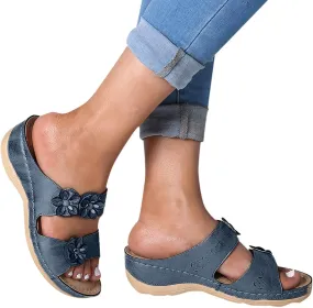 Womens Sandals Casual Comfortable Bohemia Beach Flat Sandals Floral Gladiator Shoes