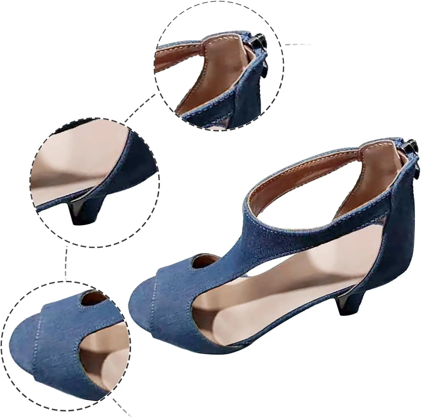Womens Sandals Comfortable High Heels Dressy Sandals with Ankle Strap Back Zipper